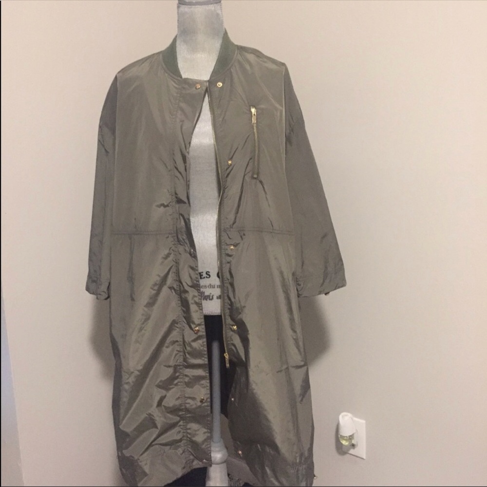 Olive green parka coat